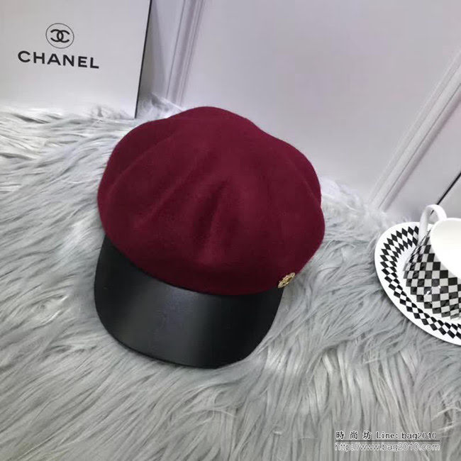 CHANEL香奈兒 秋冬新品 高端原版最新貝雷帽 百搭八角帽 皮帽簷鴨舌帽 LLWJ7002